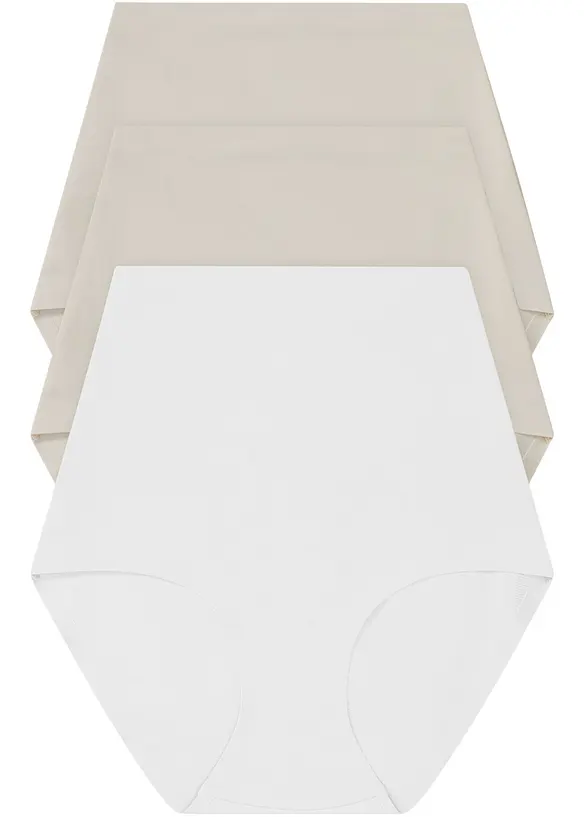 Nahtlose Medium Shape Panty (3er Pack) in weiß von vorne - bonprix