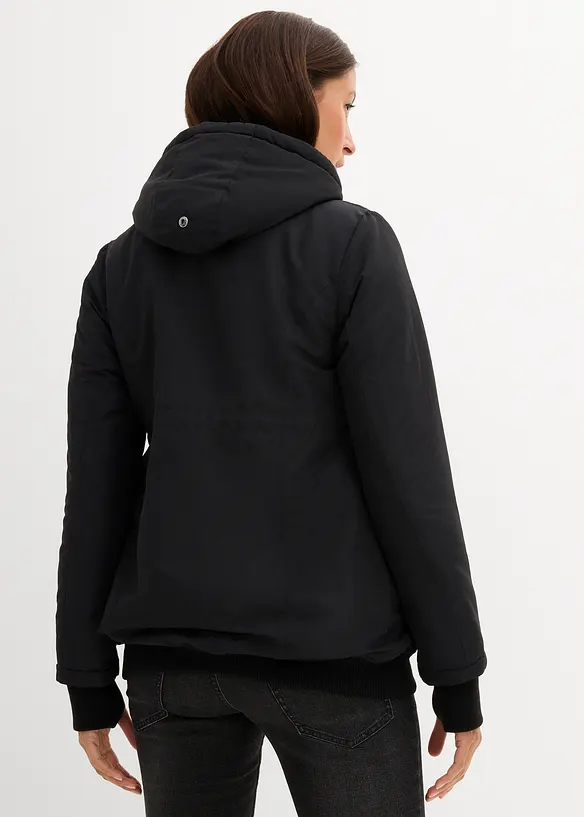 3-in-1 Umstands- und Tragejacke mit zwei Einsätzen in schwarz von hinten (im Anschnitt) - bonprix