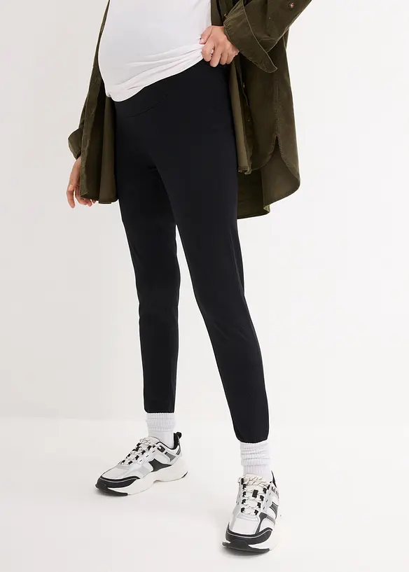 Weiche Umstandsleggings mit angerauter Innenseite in schwarz von vorne - bonprix