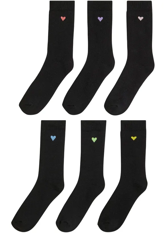 Thermo Socken mit Stickerei und Bio-Baumwolle (6er Pack) in schwarz von vorne - bonprix