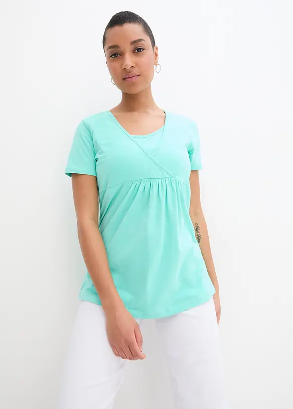 2-in-1 Umstands- und Stillshirts (2er Pack) in blau von vorne (im Anschnitt) - bonprix
