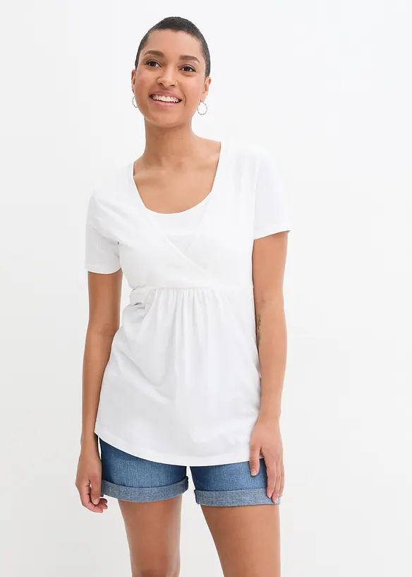 2-in-1 Umstands- und Stillshirts (2er Pack) in weiß von vorne (im Anschnitt) - bonprix