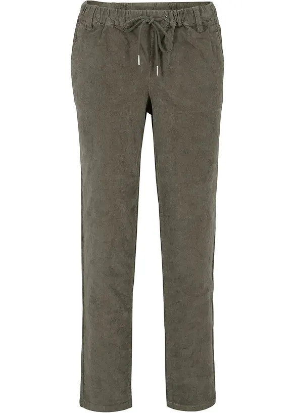 Cordhose mit Kordelzug in grün von vorne - bonprix