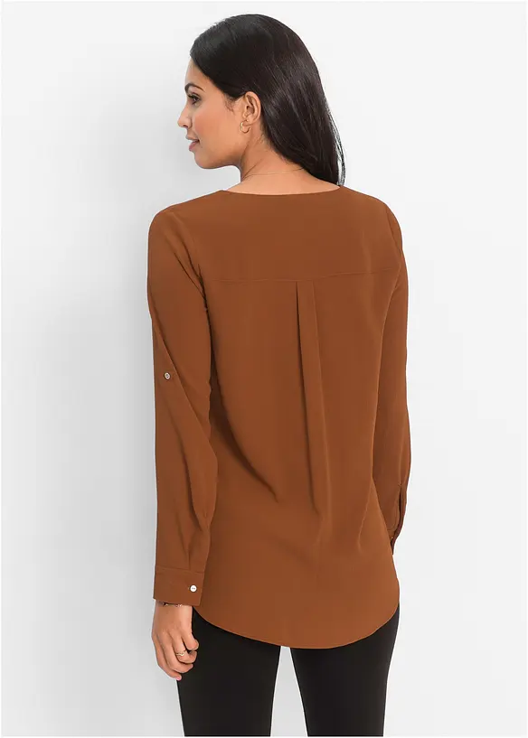Longbluse in braun von hinten (im Anschnitt) - bonprix