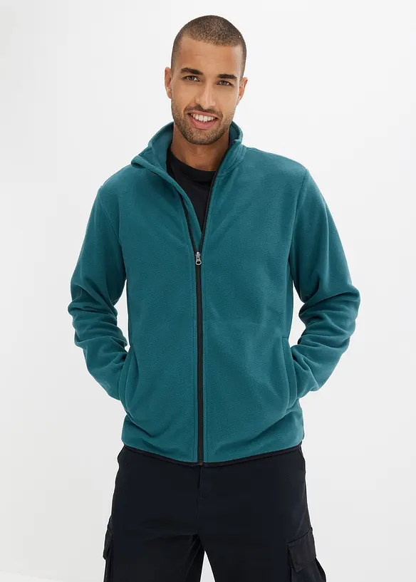 Fleecejacke (2er Pack) in petrol von vorne (im Anschnitt) - bonprix