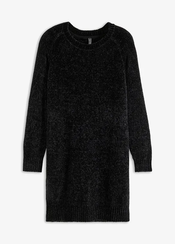 Oversize-Kleid in Strick in schwarz von vorne - bonprix