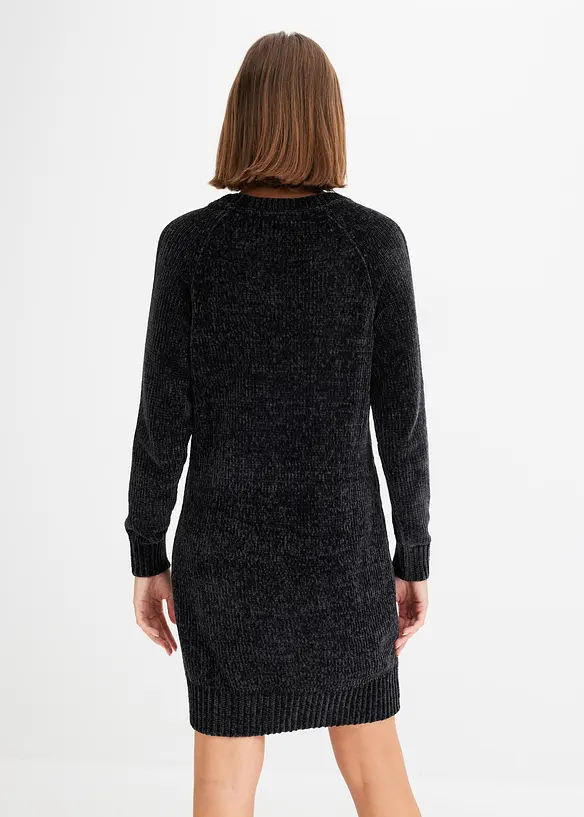 Oversize-Kleid in Strick in schwarz von hinten (Totalaufnahme) - bonprix