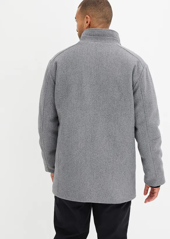 Winterjacke mit Windfang in Wolloptik in grau von hinten (im Anschnitt) - bonprix