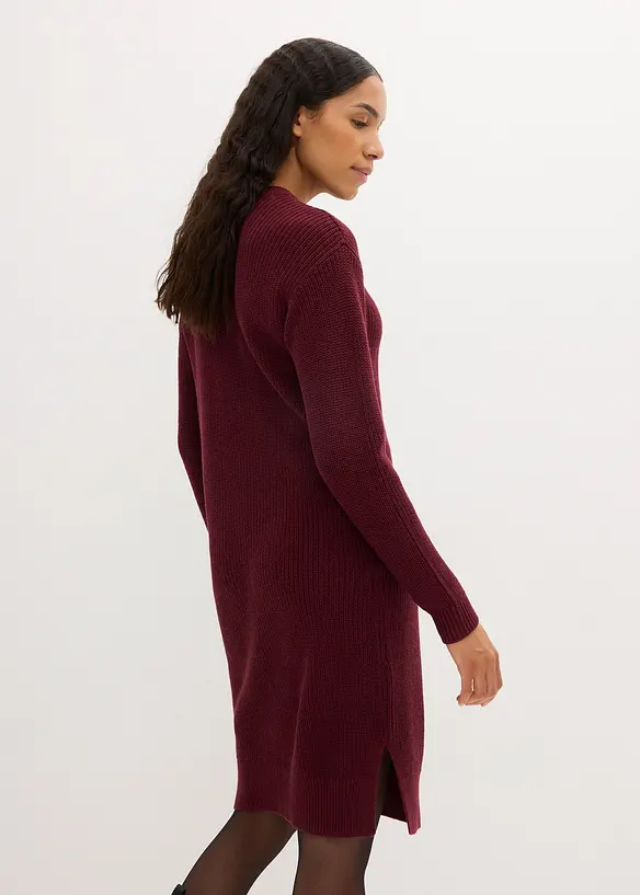 Oversize-Strickkleid aus Rippstrick Baumwoll-Mix in rot von hinten (Totalaufnahme) - bonprix