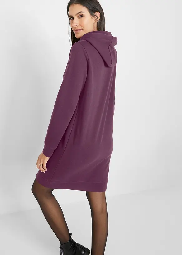 Sweatkleid mit Kapuze in lila von hinten (Totalaufnahme) - bonprix