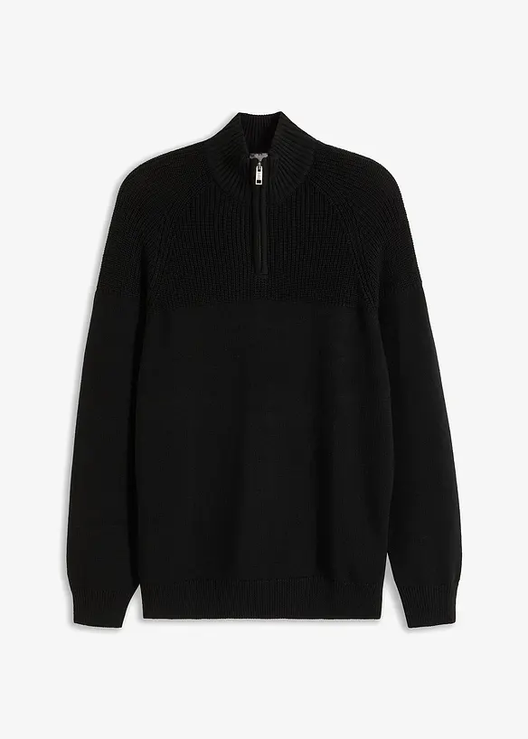 Troyer in Regular-Fit in schwarz von vorne - bonprix