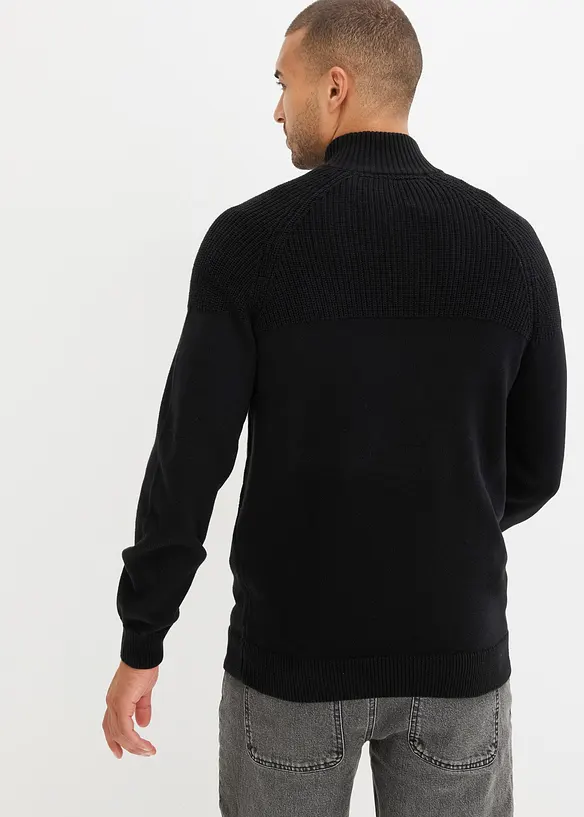 Troyer in Regular-Fit in schwarz von hinten (im Anschnitt) - bonprix