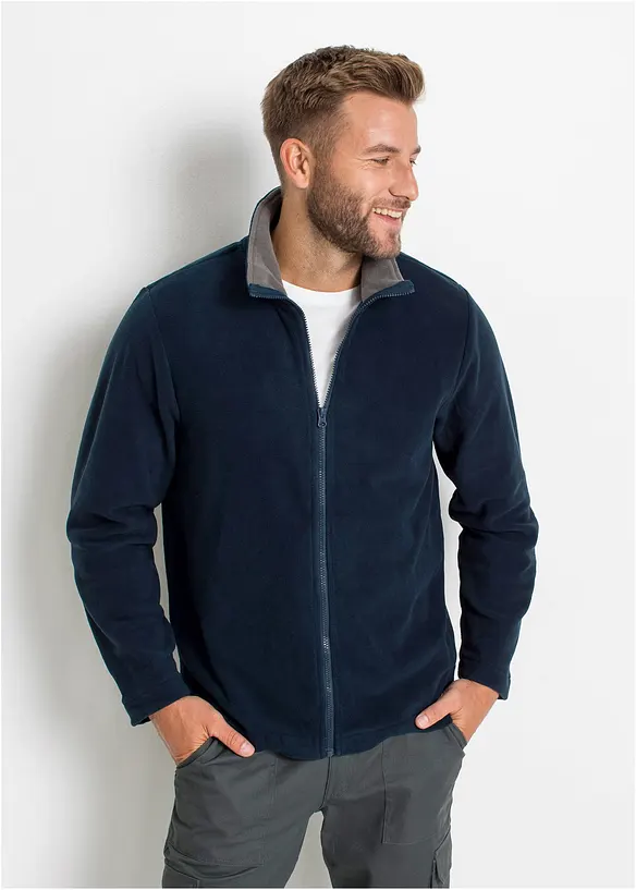 Fleecejacke in Regular Fit in blau von vorne (im Anschnitt) - bonprix