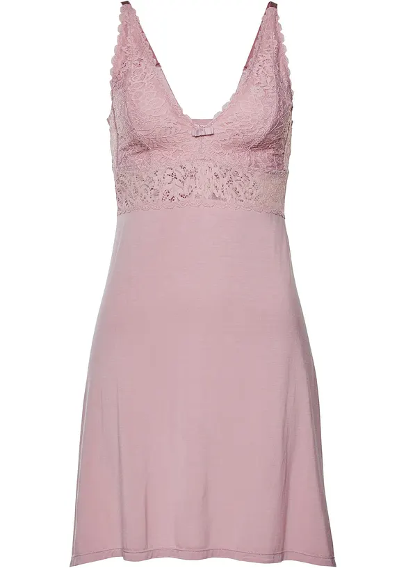 Negligé aus weicher Viskose in rosa von vorne - bonprix
