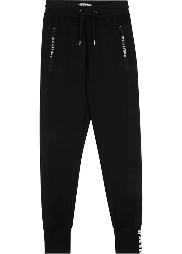 Jogginghose aus weicher Bio Baumwolle in schwarz von vorne - bonprix