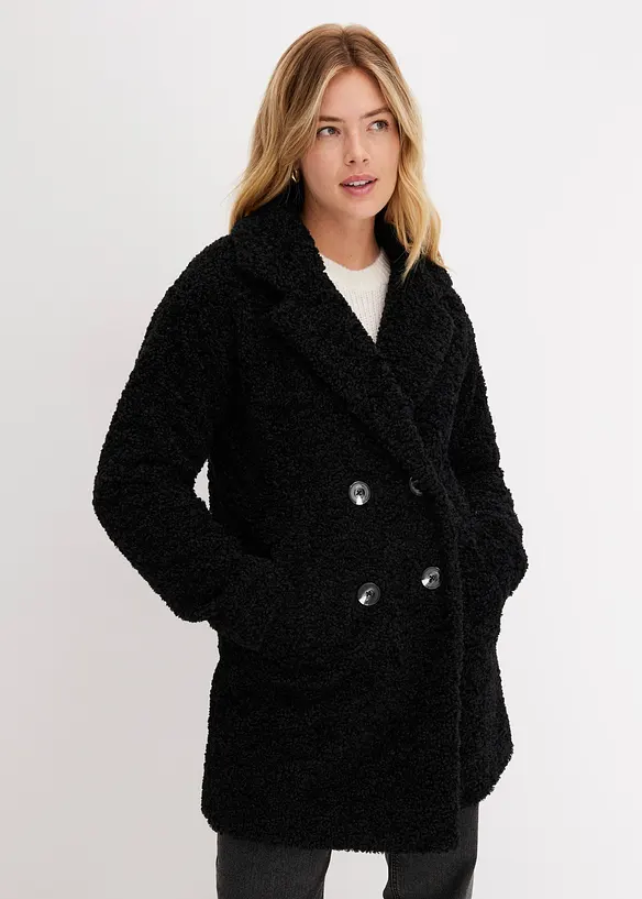 Kurzmantel in schwarz von vorne (Totalaufnahme) - bonprix