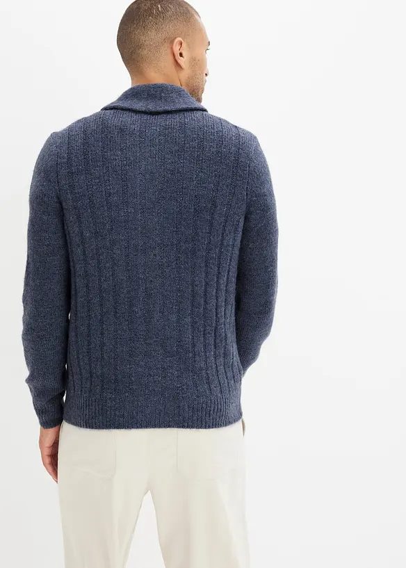 Strickjacke mit Rippenmuster in blau von hinten (im Anschnitt) - bonprix