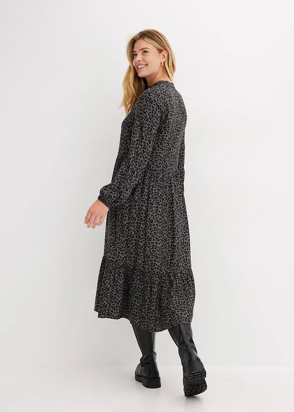 Midikleid aus Viskose in grau von hinten (Totalaufnahme) - bonprix