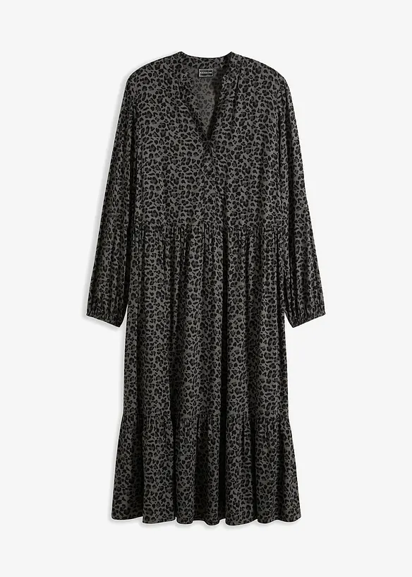 Midikleid aus Viskose in grau von vorne - bonprix