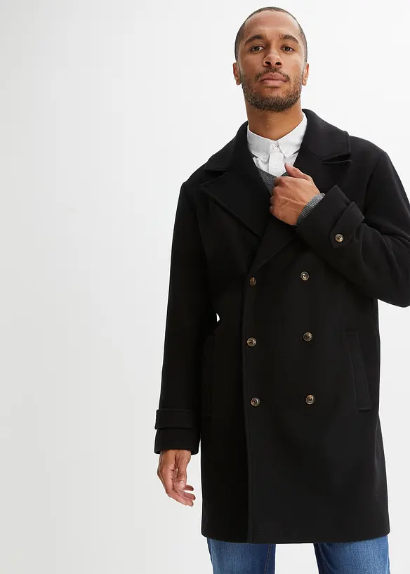 Blazer-Mantel mit Woll-Anteil in schwarz von vorne (Totalaufnahme) - bonprix