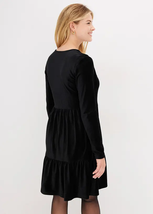 Minikleid aus Jersey Cord in schwarz von hinten (Totalaufnahme) - bonprix Minikleid aus Jersey Cord in schwarz von hinten (Totalaufnahme) - bonprix