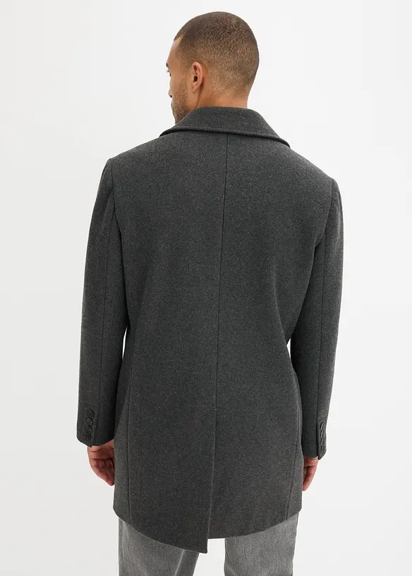 Kurzmantel mit Woll-Anteil in grau von hinten (Totalaufnahme) - bonprix