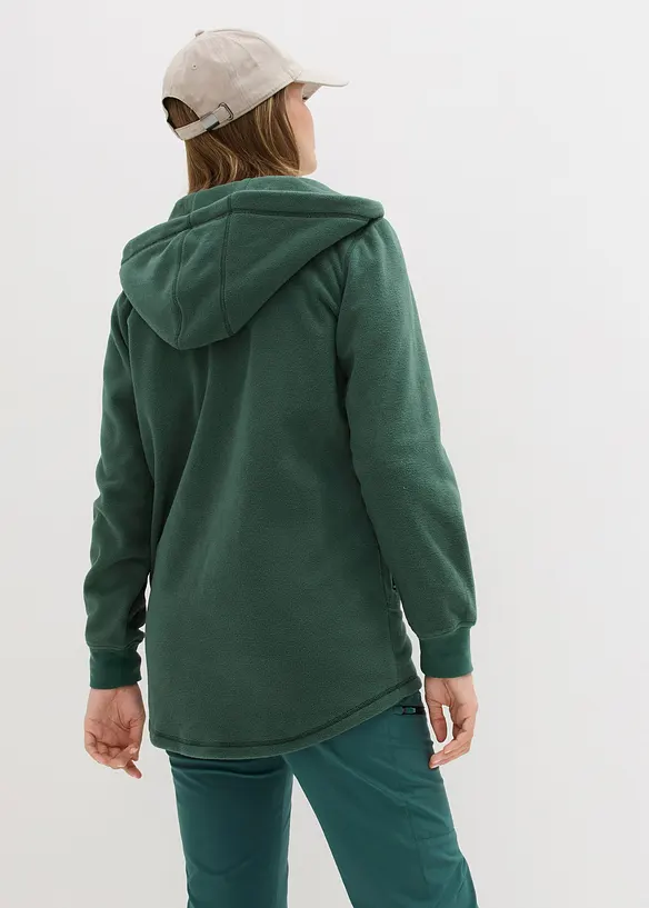 Long-Fleecejacke mit Reißverschluss-Taschen in grün von hinten (im Anschnitt) - bonprix