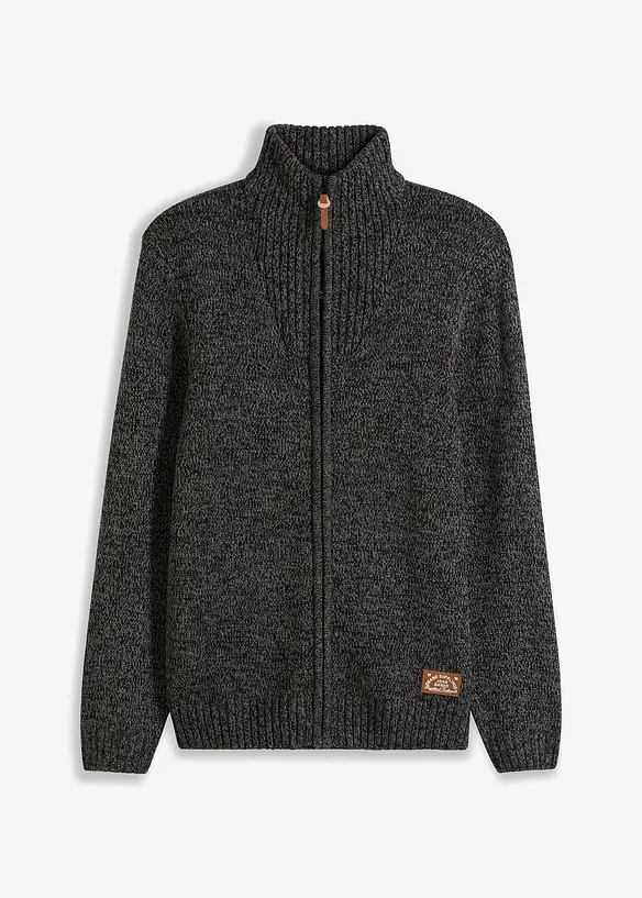 Grobstrickjacke mit Stehkragen in grau von vorne - bonprix