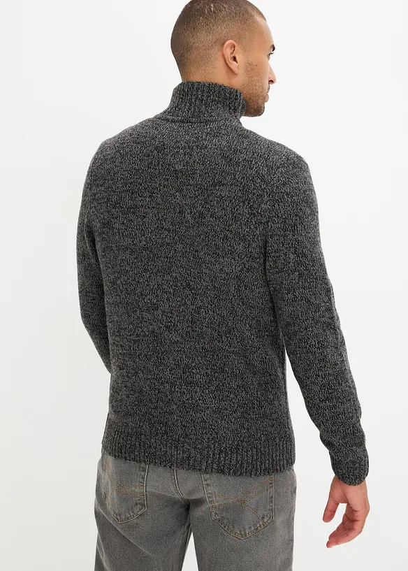 Grobstrickjacke mit Stehkragen in grau von hinten (im Anschnitt) - bonprix