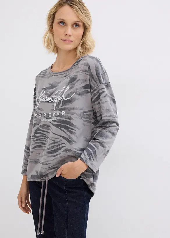 Langarmshirt aus Baumwoll-Mix in grau von vorne (im Anschnitt) - bonprix Langarmshirt aus Baumwoll-Mix in grau von vorne (im Anschnitt) - bonprix