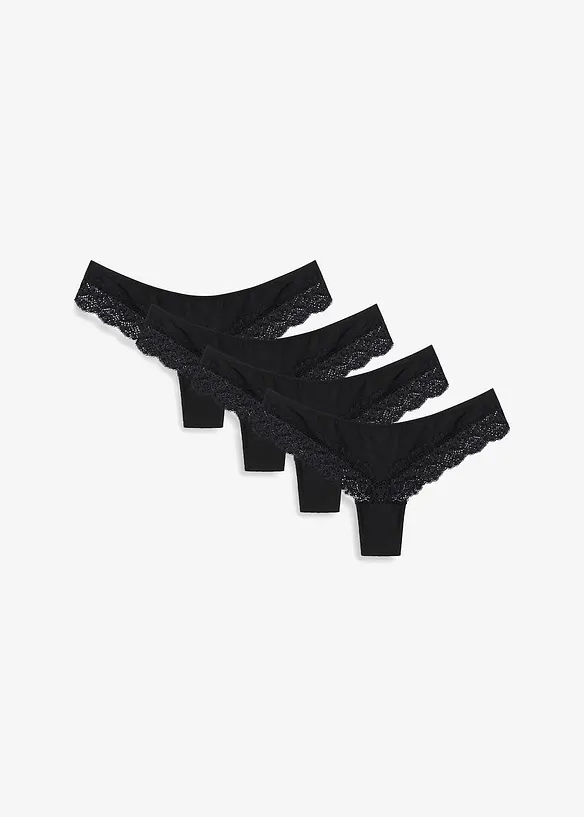 Brazilslip mit Bio-Baumwolle (4er Pack) in schwarz von vorne - bonprix
