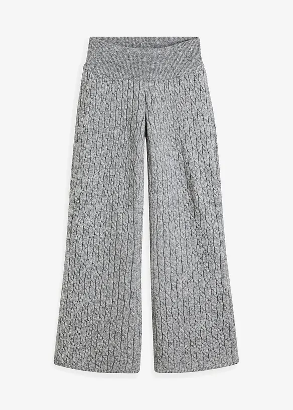 Strickhose mit Zopfmuster in grau von vorne - bonprix