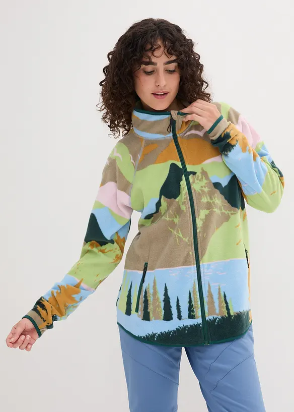 Fleecejacke mit Reißverschluss-Taschen in blau von vorne (im Anschnitt) - bonprix Fleecejacke mit Reißverschluss-Taschen in blau von vorne (im Anschnitt) - bonprix