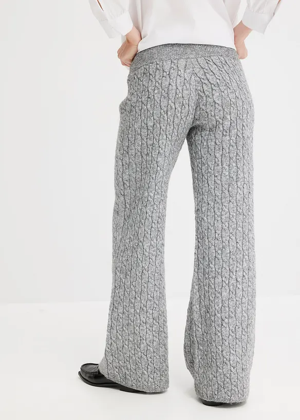 Strickhose mit Zopfmuster in grau von hinten - bonprix