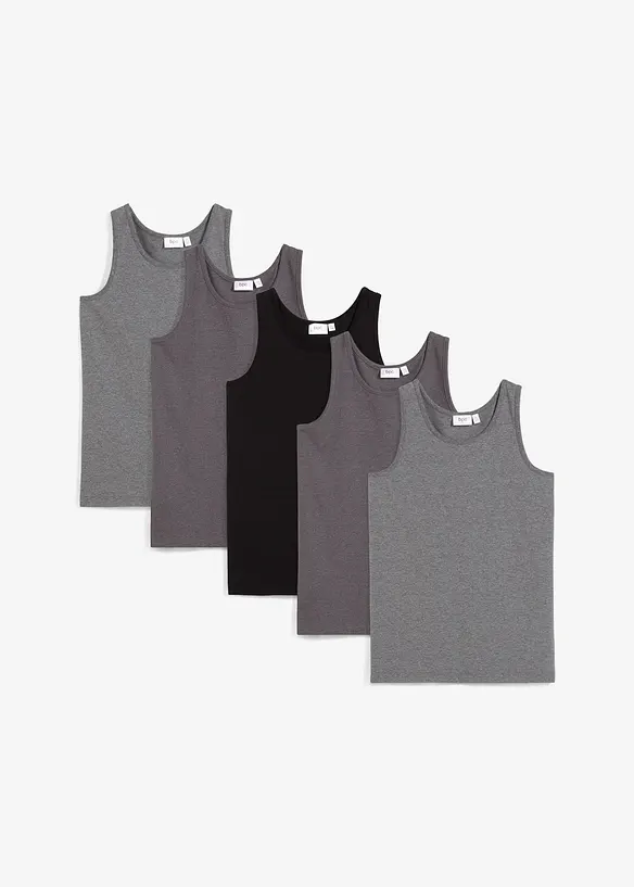 Unterhemd mit weicher Baumwolle (5er Pack) in grau von vorne - bonprix