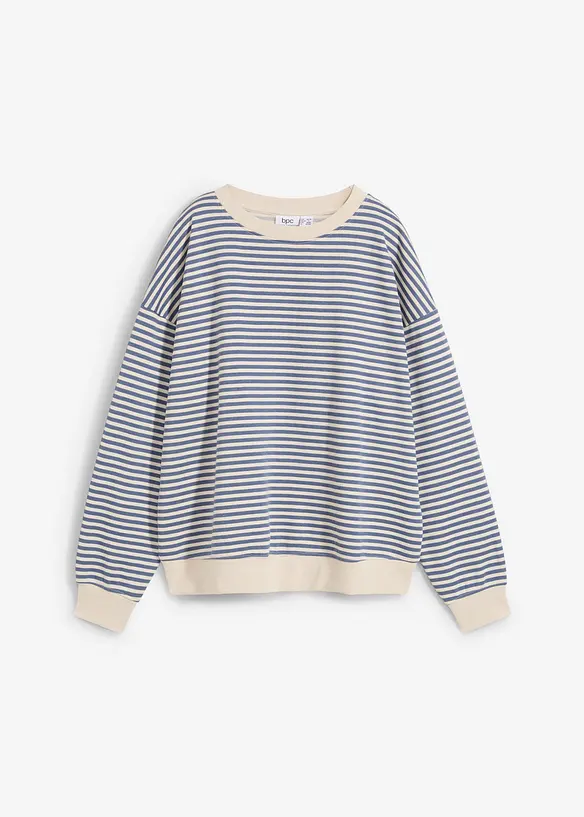 Oversize-Sweatshirt, gestreift in blau von vorne - bonprix