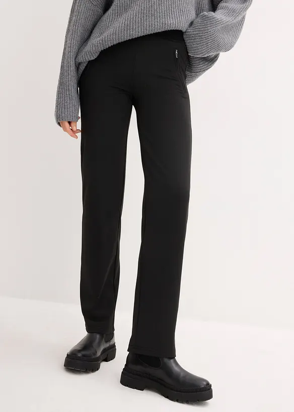 Thermo- Stretchhose in schwarz von vorne - bonprix