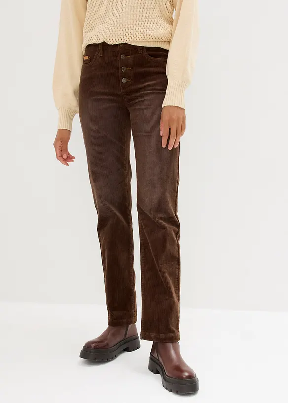 Cordhose aus elastischem Baumwoll-Mix in braun von vorne - bonprix Cordhose aus elastischem Baumwoll-Mix in braun von vorne - bonprix