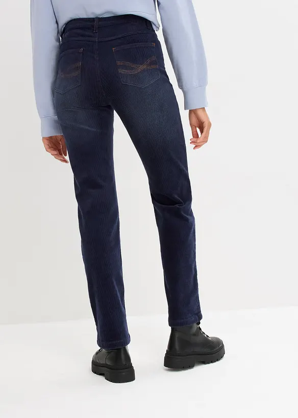Cordhose aus elastischem Baumwoll-Mix in blau von hinten - bonprix