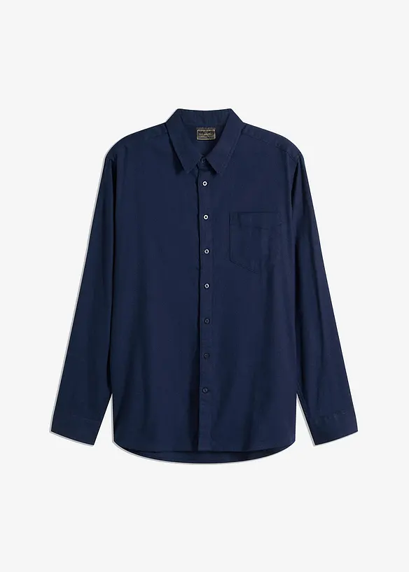 Flanellhemd aus Baumwolle in Regular-Fit in blau von vorne - bonprix