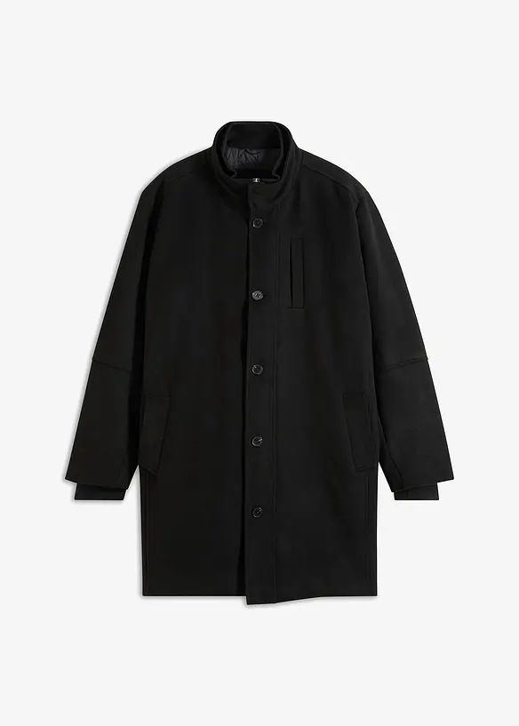 Kurzmantel mit Windfang in schwarz von vorne - bonprix