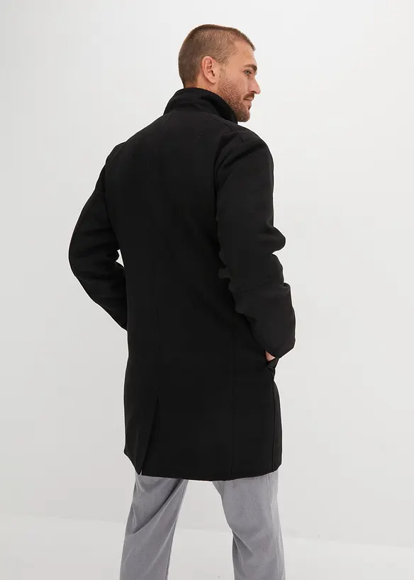 Kurzmantel mit Windfang in schwarz von hinten (Totalaufnahme) - bonprix