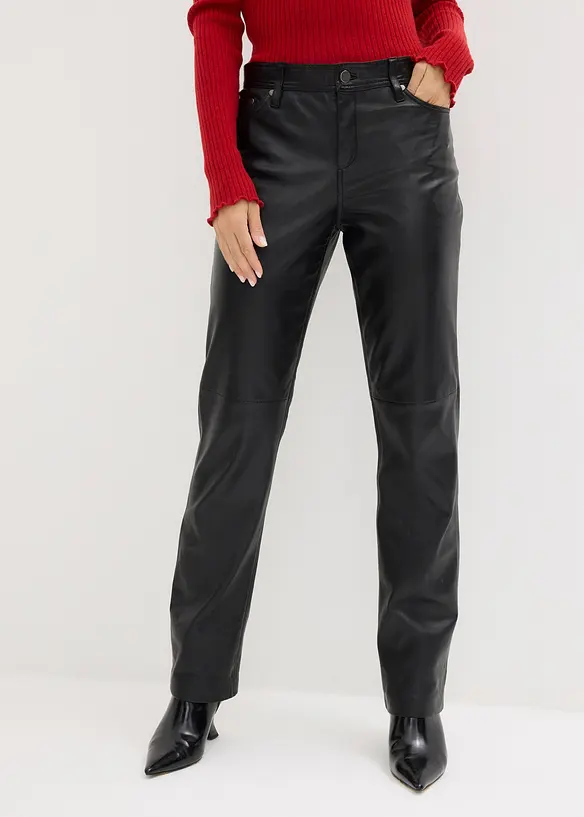 Lederhose aus Lammnappa in schwarz von vorne - bonprix Lederhose aus Lammnappa in schwarz von vorne - bonprix