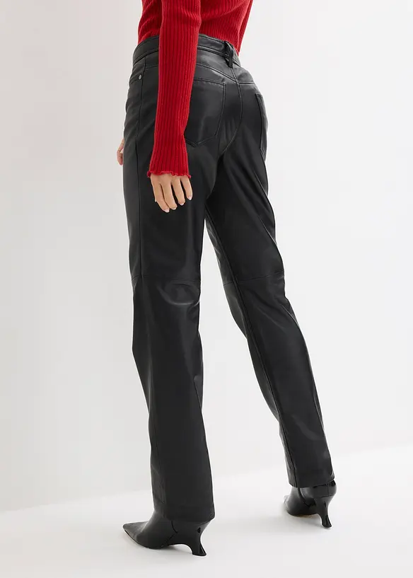 Lederhose aus Lammnappa in schwarz von hinten - bonprix Lederhose aus Lammnappa in schwarz von hinten - bonprix