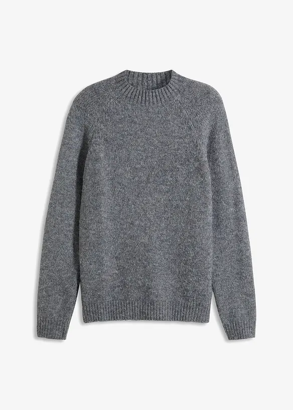 pflegeleichter Grobstrick-Pullover in grau von vorne - bonprix