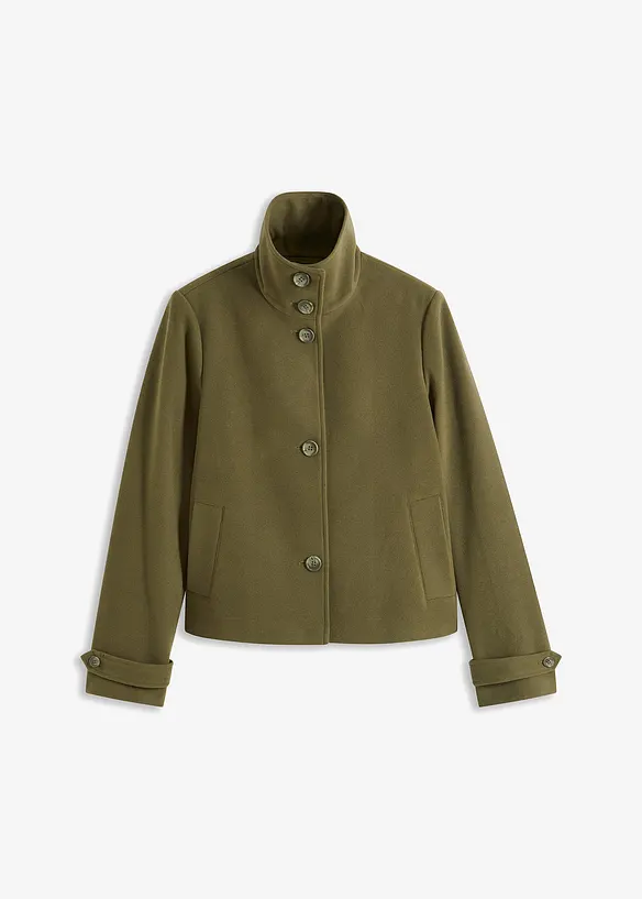 Jacke in Wolloptik in grün von vorne - bonprix