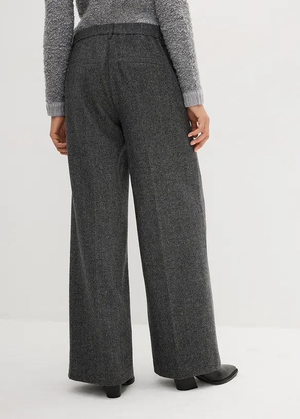Wollhose mit Fischgratmuster in grau von hinten - bonprix Wollhose mit Fischgratmuster in grau von hinten - bonprix