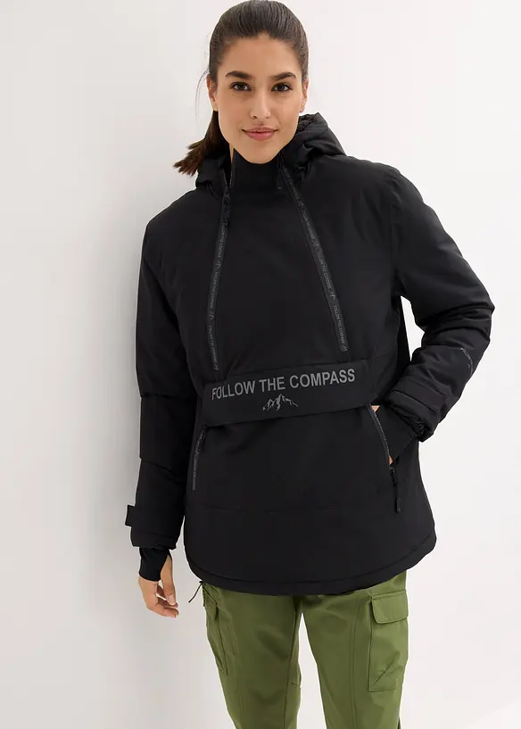 Gefütterter Windbreaker in schwarz von vorne (im Anschnitt) - bonprix