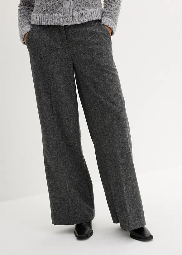 Wollhose mit Fischgratmuster in grau von vorne - bonprix Wollhose mit Fischgratmuster in grau von vorne - bonprix
