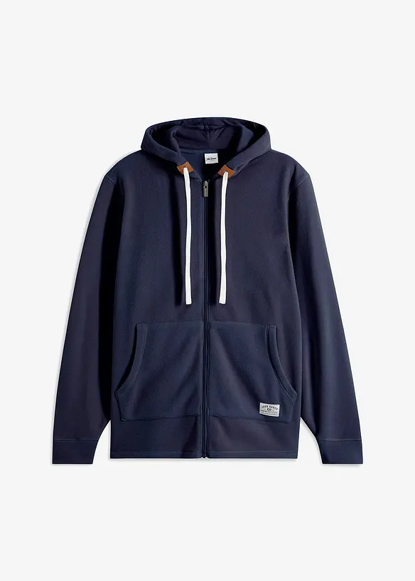 Kapuzen-Fleecejacke in Regular Fit in blau von vorne - bonprix